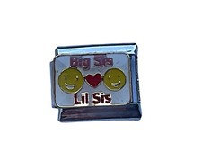 BIG SIS LITTLE SISTER SILVER ITALIAN CHARM  fits all 9mm Italian bracelet SE2