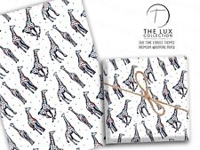 Giraffe Gift Wrapping Paper Birthday Celebration Luxury Present Wild Animal Kids