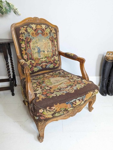 French embroidered armchair - french,