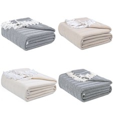 Throws for Sofas Armchairs, Reversible Cotton Blanket for Sofa Couch,127 x 152cm