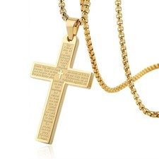 Mens Women Chain Necklace Cross Stainless Steel Pendant Crucifix Jesus Gift