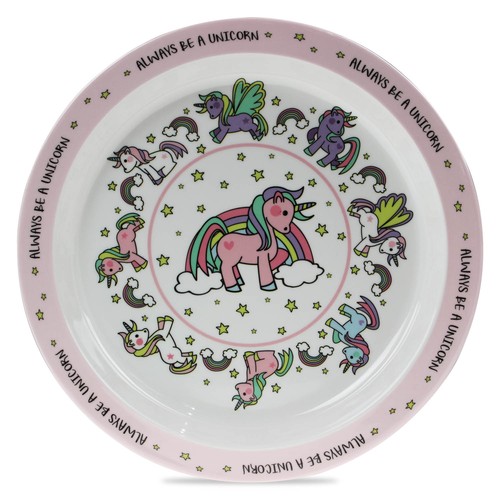 Pink kids plate unicorn cute - plate,