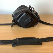 Black Leather Fujifilm FINEPIX Digital Bridge Camera Bag Case
