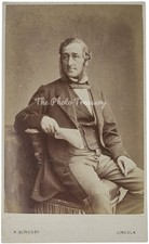 CDV LINCOLN SEATED MAN HOLDING DOCUMENT SPOTTED WAISTCOAT ANTIQUE BY SLINGSBY 