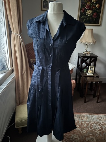 Jaeger navy blue cotton dress - navy,