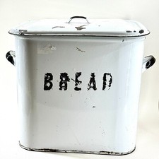 Vintage White Enamel Bread Box