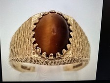A Vintage 9K Gold  Tigers Eye