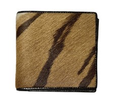 Genuine Vintage Cowhide Leather Bifold Wallet, Real Hair On Leather