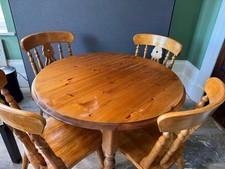 FARMHOUSE STYLE Shabby Chic SOLID WOOD  ROUND DINING TABLE + 4  CHAIRS