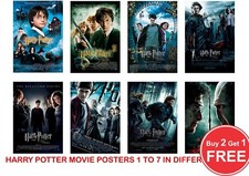 Harry Potter 1 to 8 Movie Posters Print in Sizes A0-A1-A2-A3-A4-A5-A6-MAXI - C24