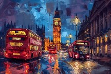 LONDON BIG BEN RED BUS CANVAS