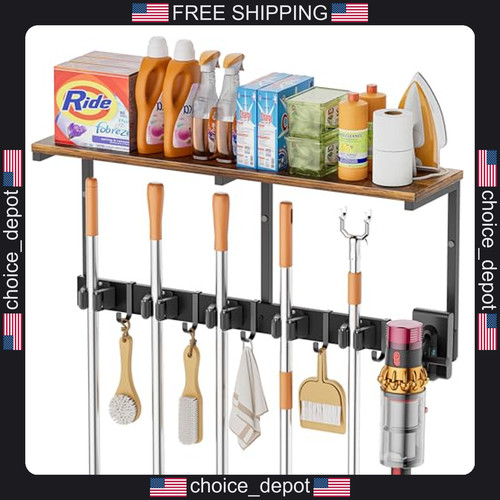 Wall mount broom holder - wall,