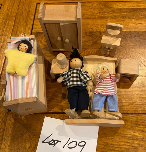 Group wooden toy dolls - group,
