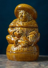 Vintage 1960s SADLER Man Treacle Glazed Ceramic Coffee Caddy Storage pot