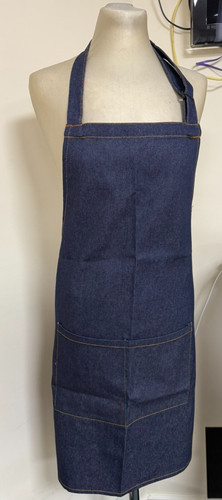 Denim bib full apron - full, pocket