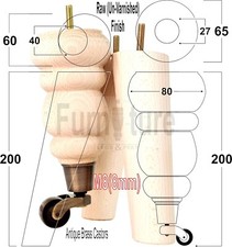 2x Furniture Castor Legs & 2x