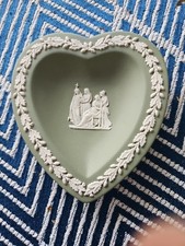 Vintage Wedgwood Jasperware Green Pin Dish VGC