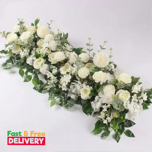 100cm white artificial rose - white,