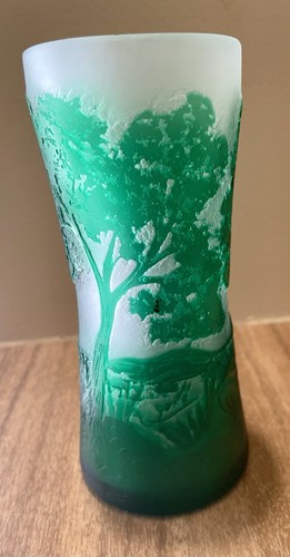 Signed galle landscape - landscape, vase