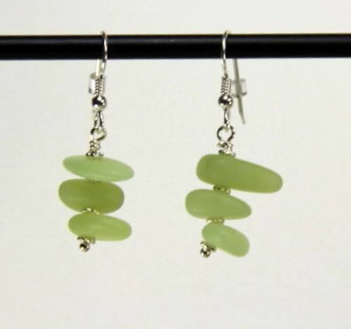 Sea glass pebble - glass, dangle