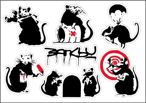 Banksy sticker rat pack - banksy,