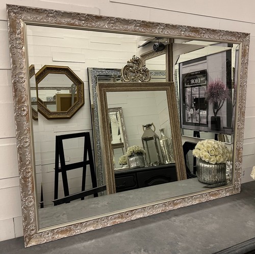 Large silver distressed wall - silver,