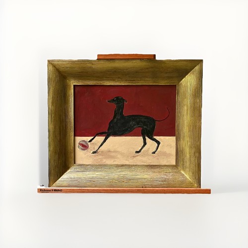 Folk art greyhound - art, oil