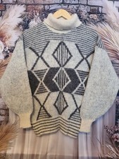 Vintage 70s Wool HEKLA Akureyri Knit Jumper Geometric Pattern Made in Iceland