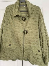 NESLAY Stylish Green Jacket Cardigan Style Top Size 1 Popper Front Pockets