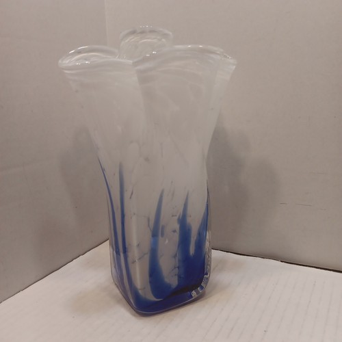 Hand blown blue and - blown, white