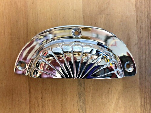 Brass chrome cast drawer pull - brass,
