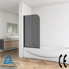 800x1400mm Pivot Matt Black Frame BLCAK GLASS Bath Shower Screen Tempered Glass