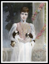 JAPANESE CHIN QUEEN ALEXANDRA AND HER DOGS VINTAGE STYLE DOG ART PRINT POSTER