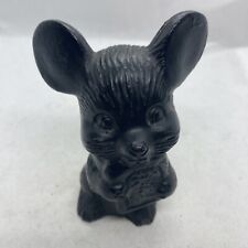Vintage Carved Resin Black Mouse Heirloom Figure