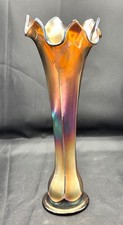 Amethyst Fenton Flute Carnival Glass Swung Vase 24cm
