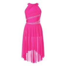 Kids Girls Rhinestone Leotard Dance Party Dress Lyrical Modern Contemporary UK