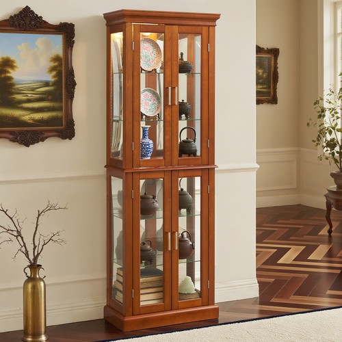 Wooden curio lighted display - wooden,