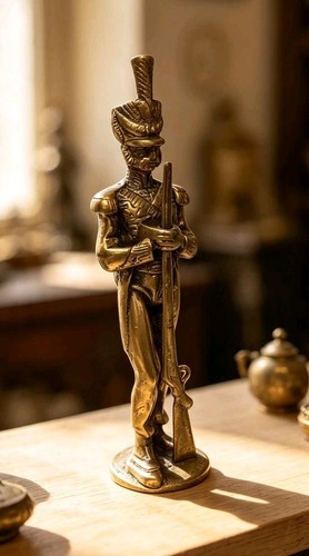 Vintage brass soldier doorstop - vintage,