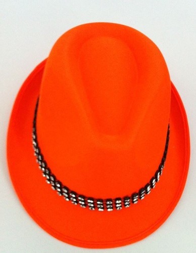 Hat trilby satin orange - trilby, with