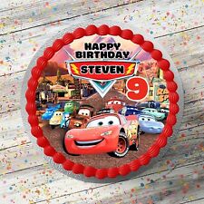 Lightning McQueen Cars Personalised 7.5" Round Edible Icing Cake Topper