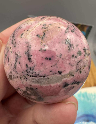 Crystal sphere rhodonite ball - rhodonite,
