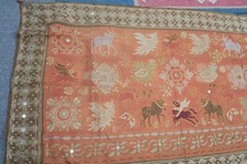 Antique Embroidery Rajasthan Ethnic India Kutch Gujarat Animal Cows Tapestry