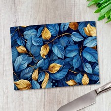 Blue and Gold Floral Leaf