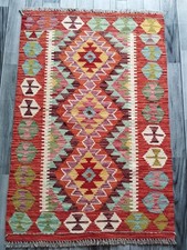 Multicolour Handmade Afghan/Turkish Kilim Rug, Wool Area Rug, Size 120x82 CM