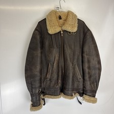 Vintage Brown Sheepskin Fur Inner Flying Jacket Men’s 