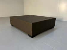Christian Liaigre "Galet" Large Coffee Table Ottoman Footstool In Brown Leather