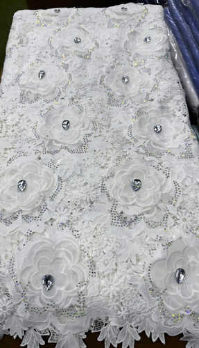 White floral beaded - floral, 3d