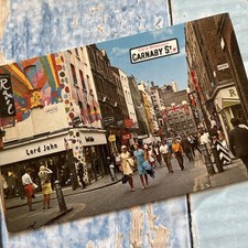 CARNABY STREET-Vintage Colour Postcard-1960s London-Posted