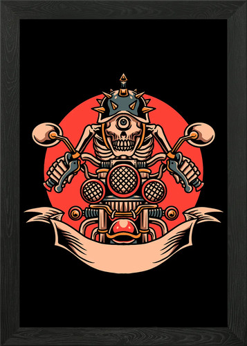 Skull rider tattoo framed - skull,