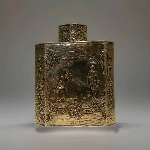 Antique silver tea caddy with - tea,